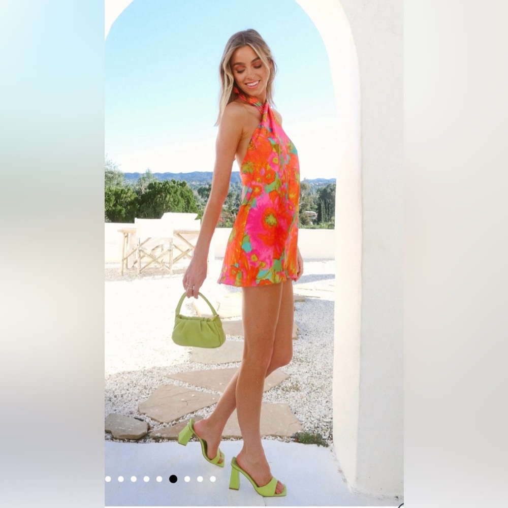 Show Me Your MuMu NWOT Jasmine Tie Mini Dress in Miss Malibu